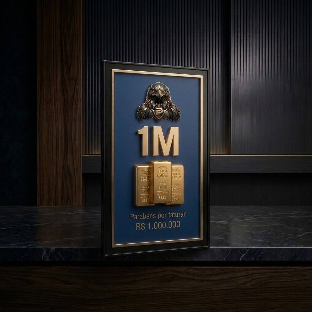 Placa de premiação PLATA PLAY 1M — Parabéns por faturar R$ 1.000.000