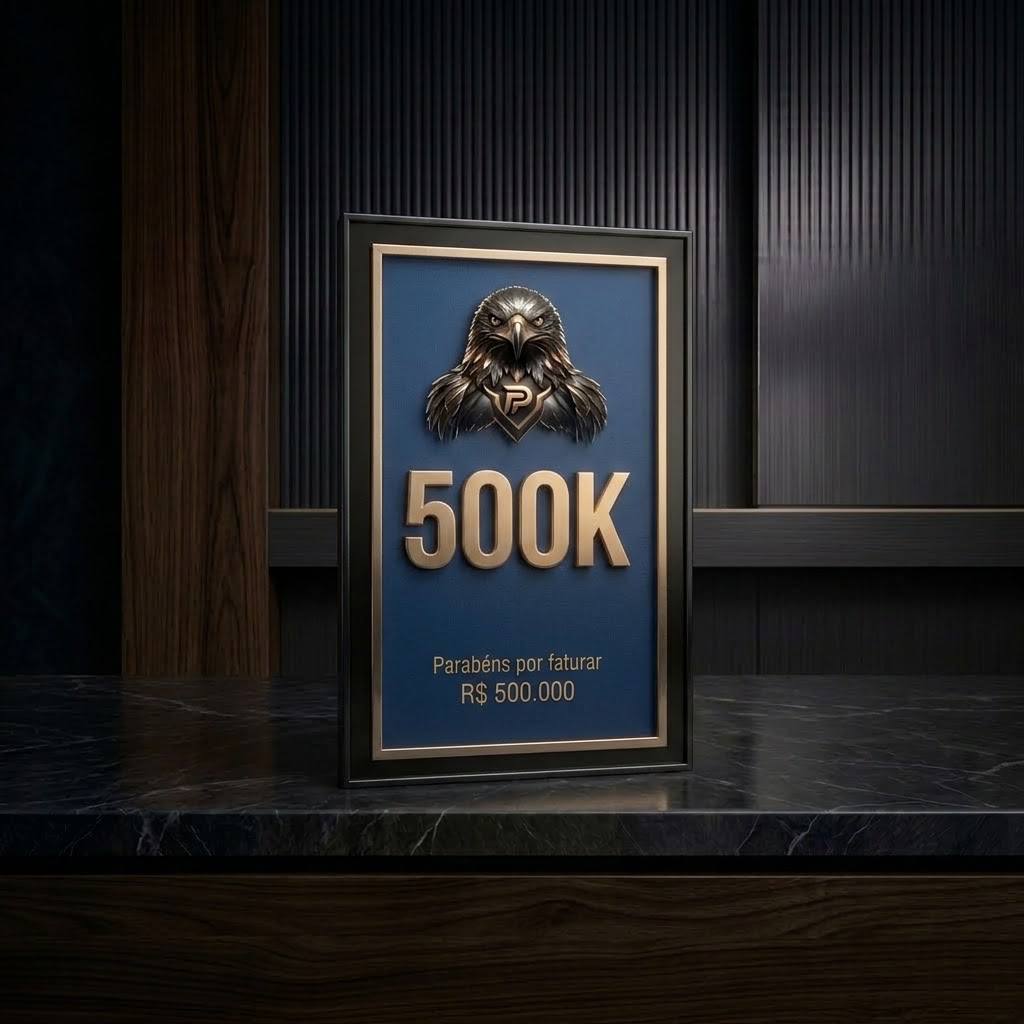 Placa de premiação PLATA PLAY 500K — Parabéns por faturar R$ 500.000