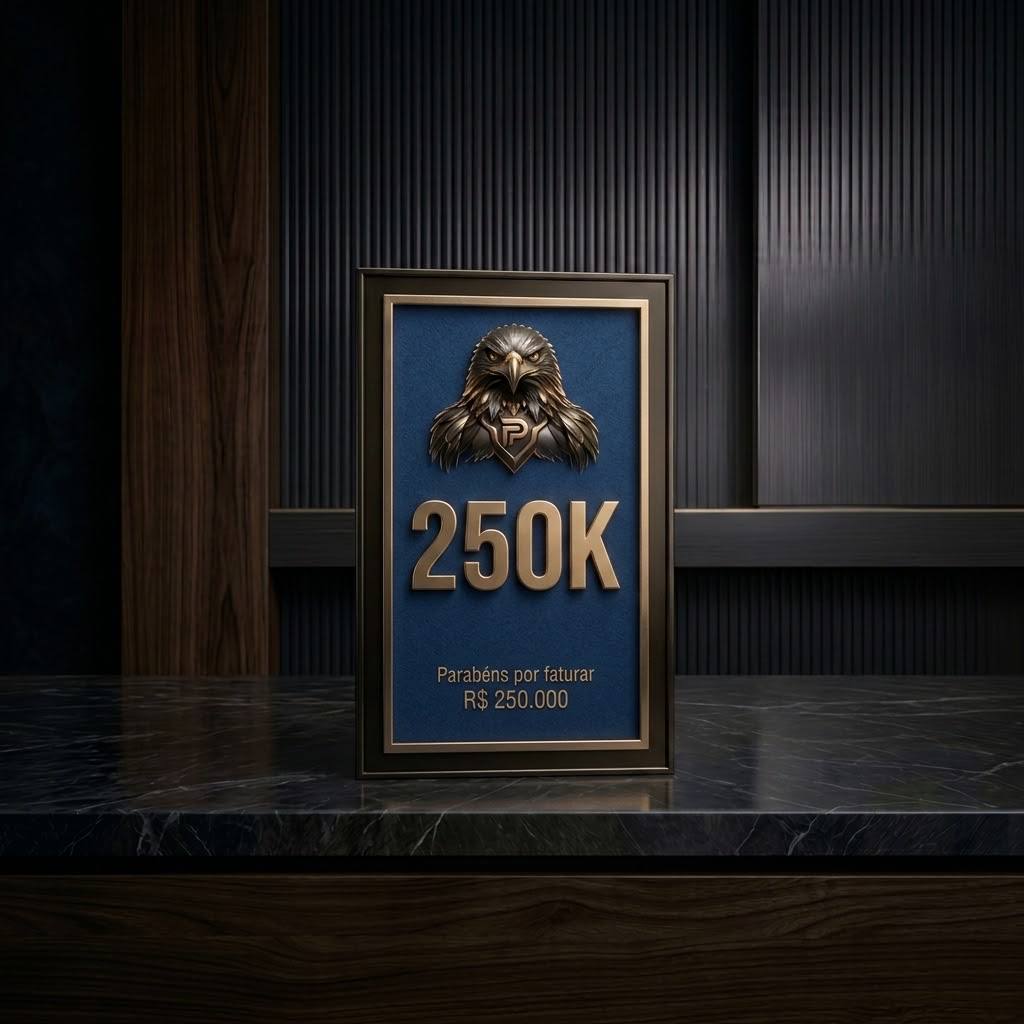 Placa de premiação PLATA PLAY 250K — Parabéns por faturar R$ 250.000